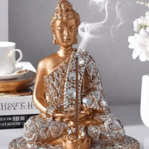 porta incienso Buda en flor de loto color bronce