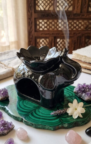 Hornillo de cerámica con diseño de elefante y flor