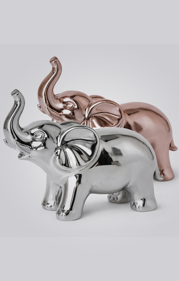 Elefantes Decorativos Plata & Oro Rosa