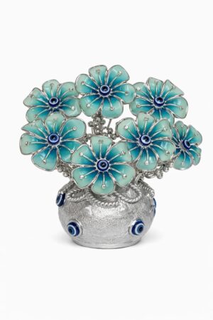 Adorno Metálico con Flores Turquesa